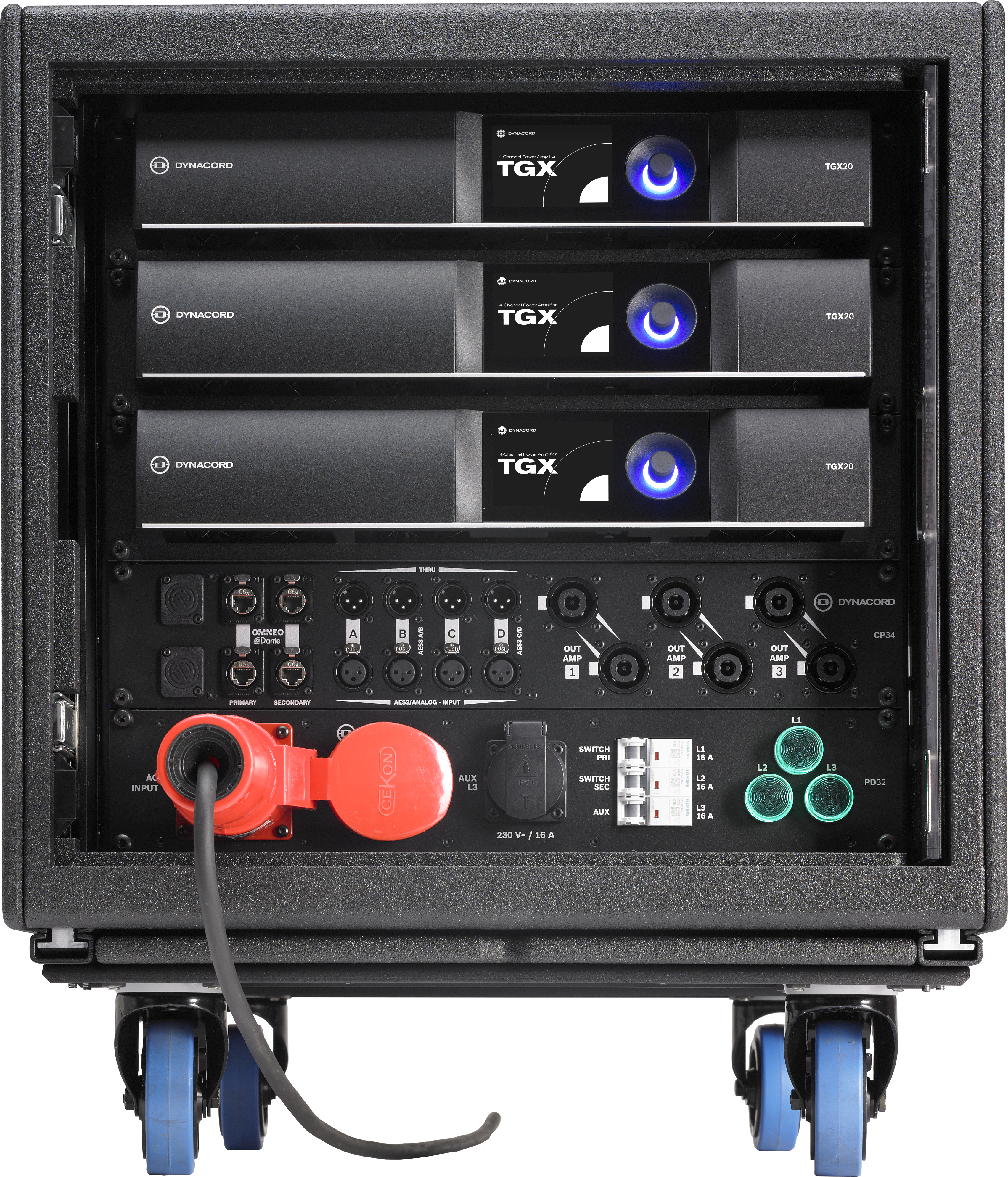 SR20TGX Amplifier system rack, 3x TGX20
