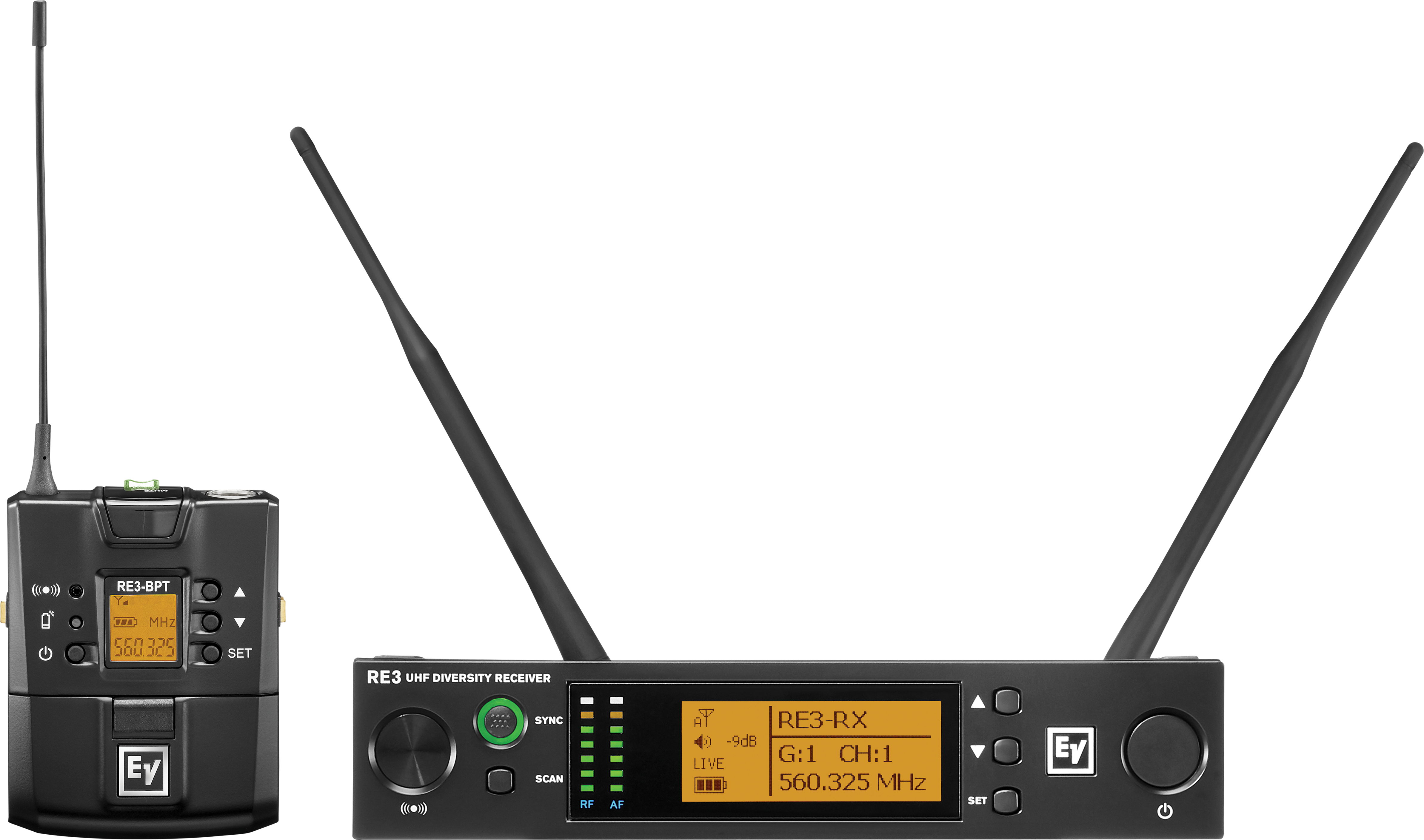 RE3-BPNID-5H Bodypack set, no input device 560-596MHz