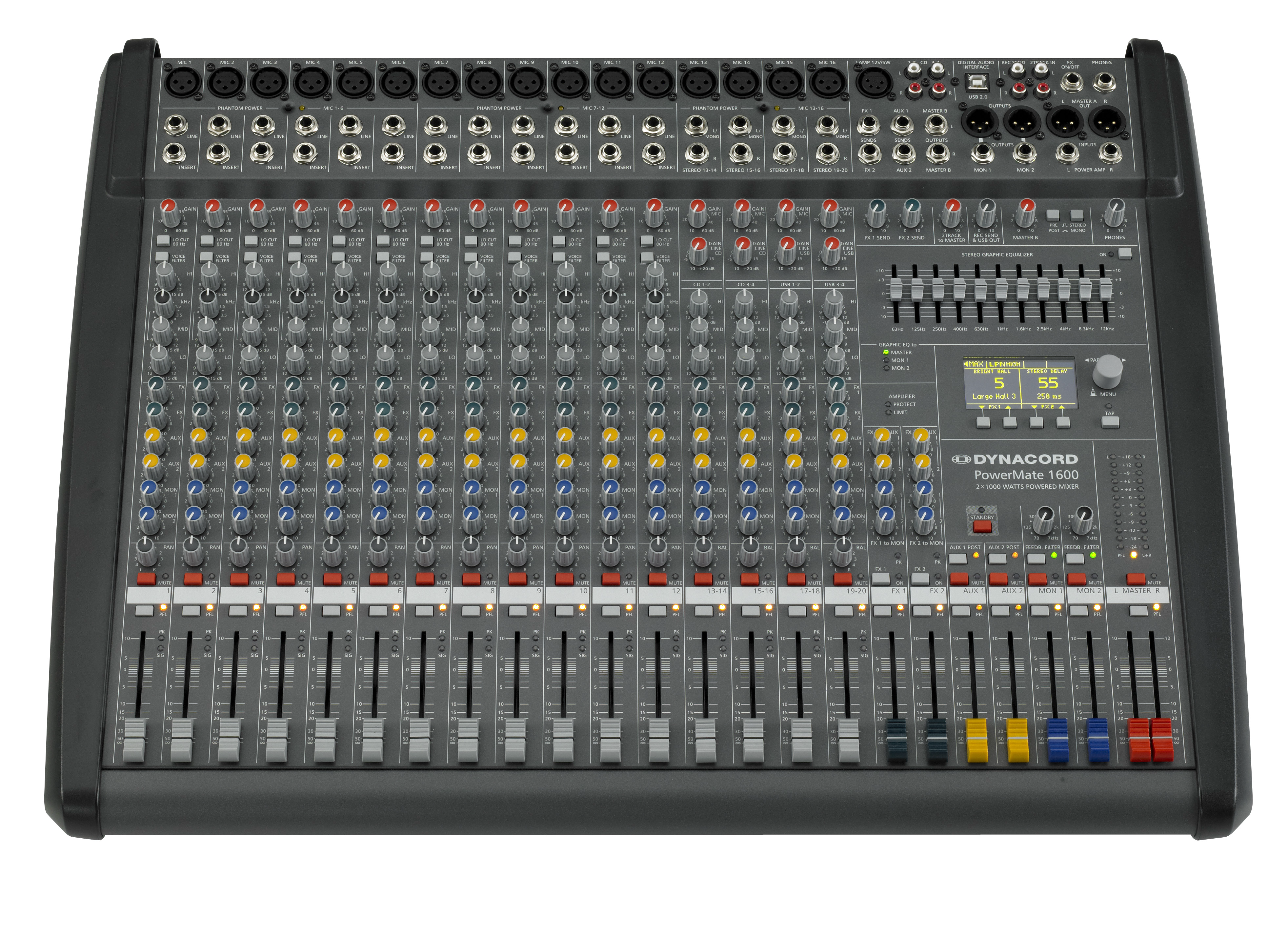 PM1600-3 Powered mixer, 16 mic channels