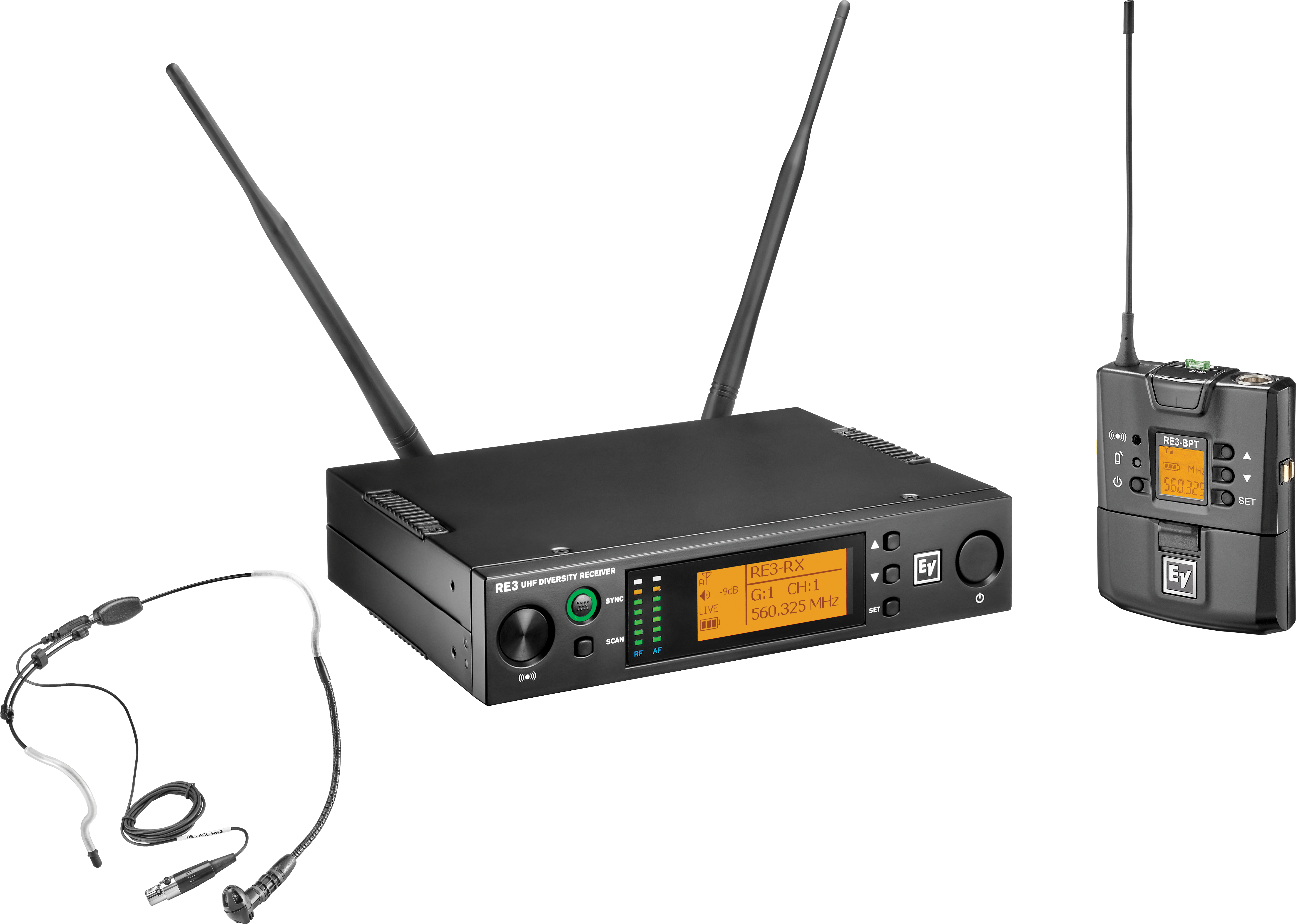RE3-BPHW-5H Bodypack set, headworn mic 560-596MHz