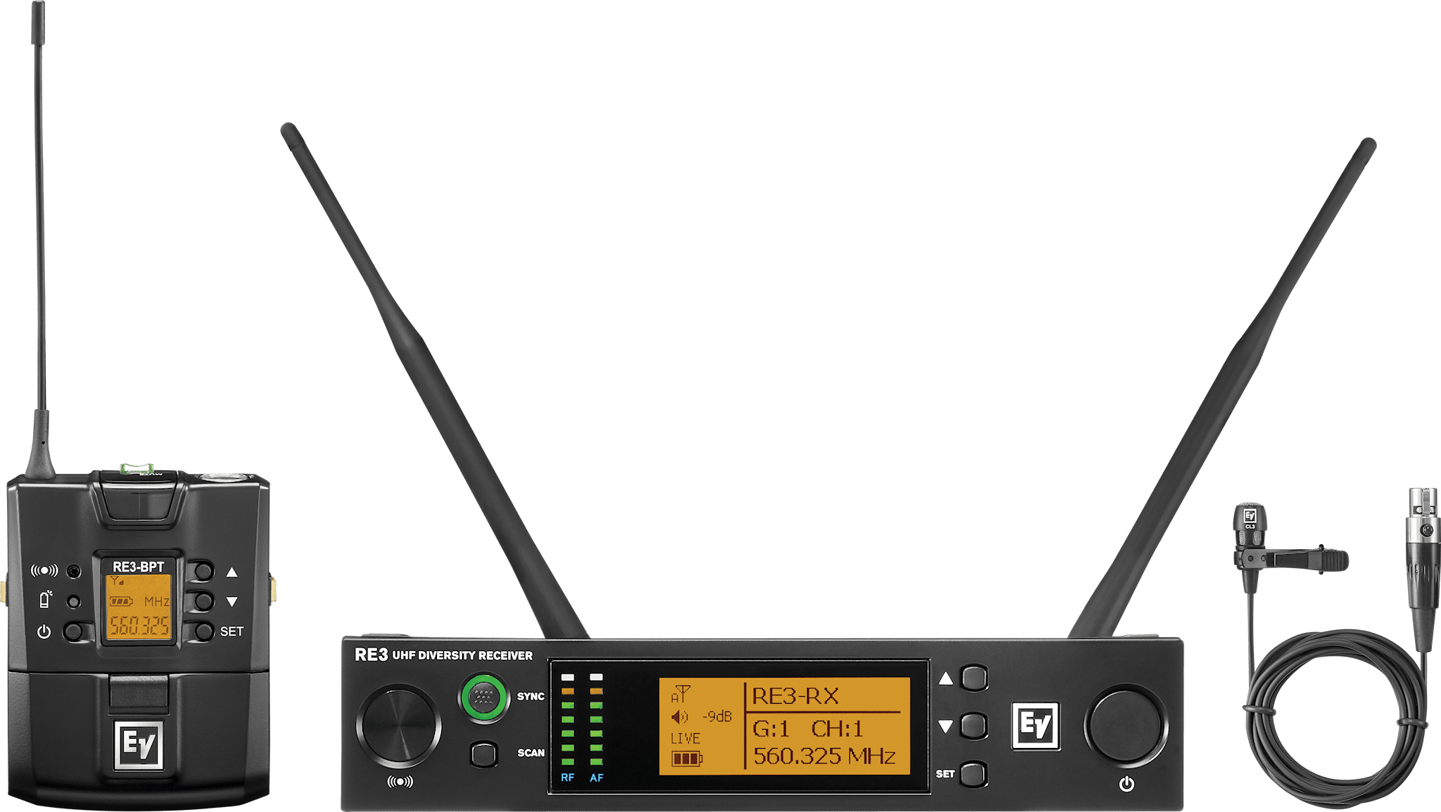 RE3-BPCL-8M Bodypack set, cardioid mic 823-865MHz